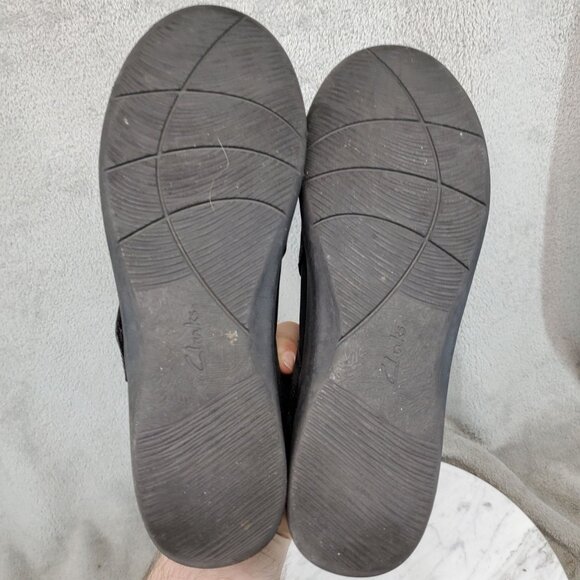 Clarks Shoes Womens Size 8 Black Faux Leather Sillian Bella Cloudstepper Loafers - Picture 7 of 10